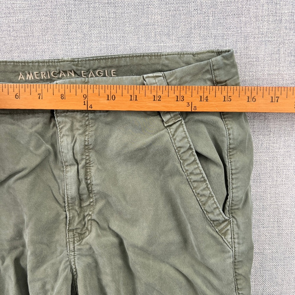 American Eagle Super High Rise Baggy Wide Leg Cargo Pants Women 8 Olive Green - Picture 6 of 13